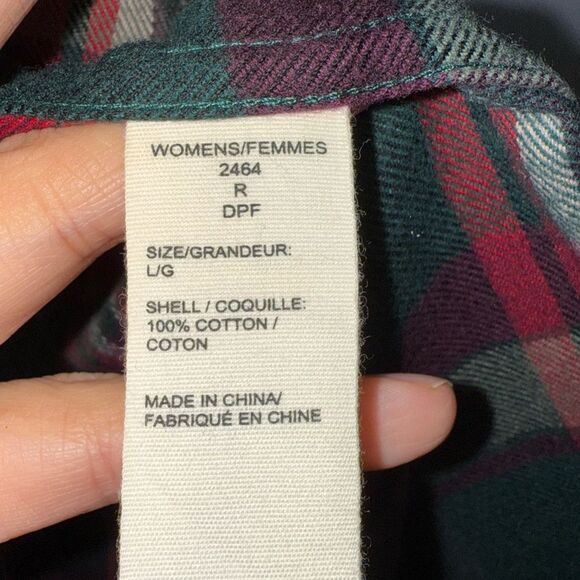 Woolrich Women’s Cotton Plaid Button Down Long sleeve Shirt Size L EUC Holiday - Picture 6 of 8